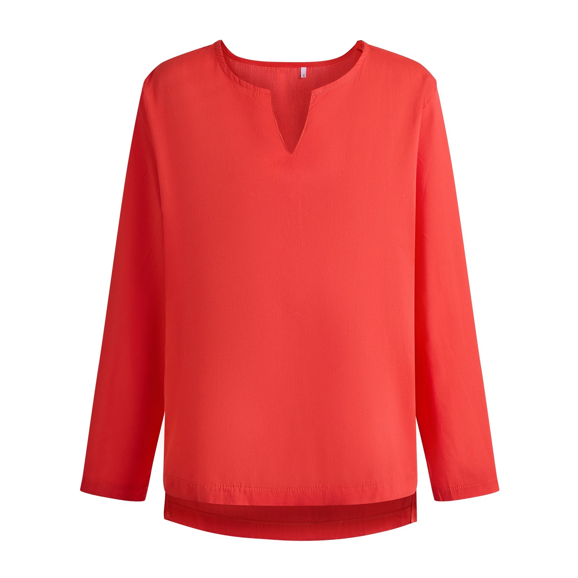 Men Loose Fit V Neck Long Sleeve Solid Tshirts