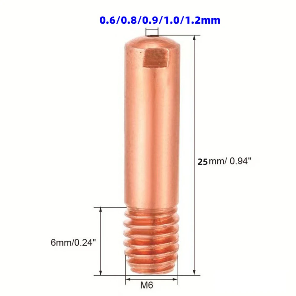 Contact Tip M6 Thread 0.6/0.8/0.9/1.0/1.2mm Welding Nozzles For MB15AK MIG Professional Accessory High-quality