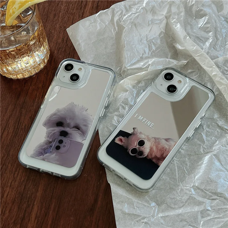 Per Iphone 14Promax 2023 New Ins Net Red Cute Puppy Mirror Phone Case 14Pro 13Promax 12 11