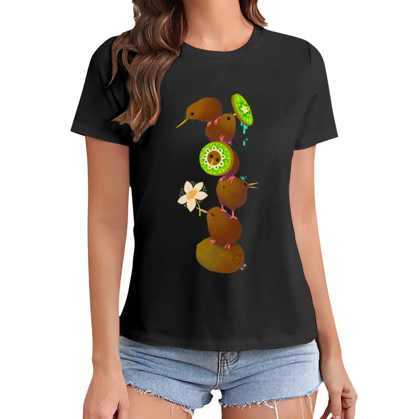 

Kiwi T-Shirt oversized animal prinfor blacks Top Women