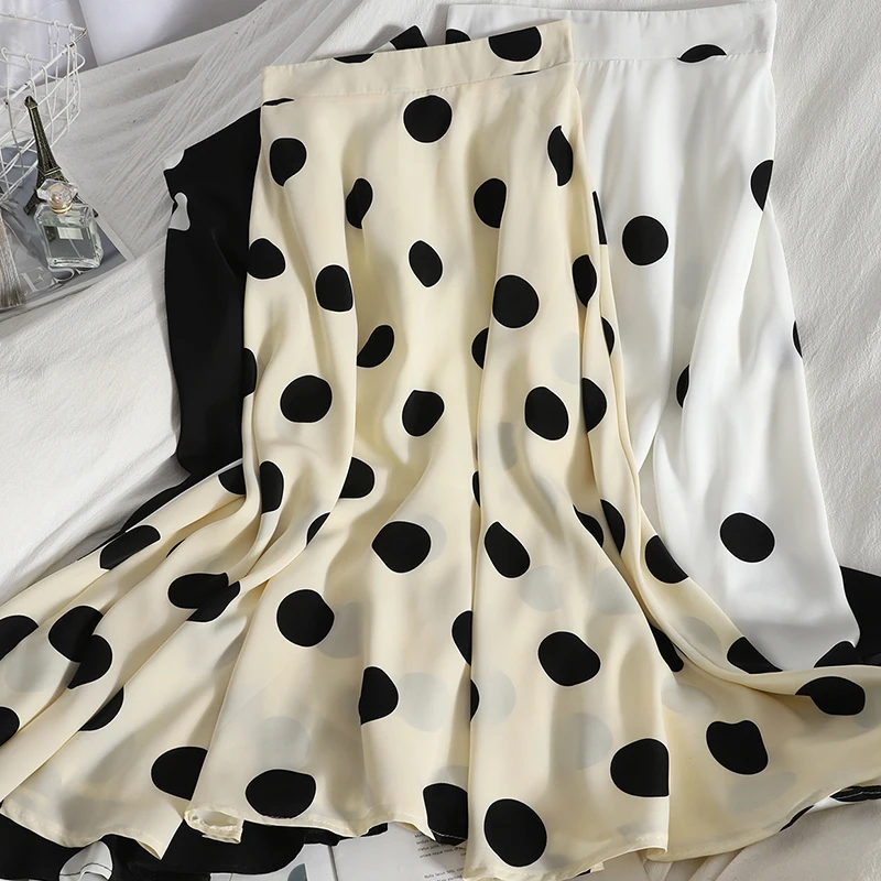 Polka Dot Print Long Maxi Skirt Summer Women 2021 Elastic Waist High Waist Sun Holiday Casual Loose Boho Beach Party Long Skirt lace bridal bolero wrap appliques bridal shawl wedding cape dress accessories party 2021 women jacket