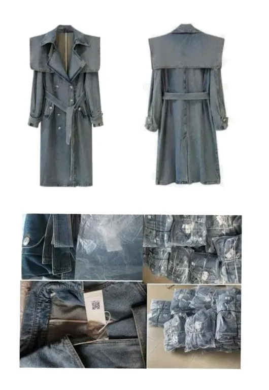 Getspring Women Denim Trench Coat 2023 SpringTemperament