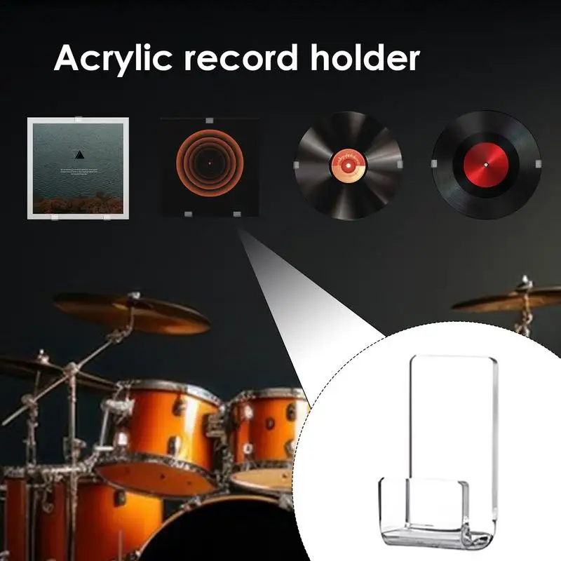 10pcs Acrylic Record Display Stand Shelf Clear Wall Mounted Vinyl Record Holder Floating Shelves LP Record Album Storage Rack 3