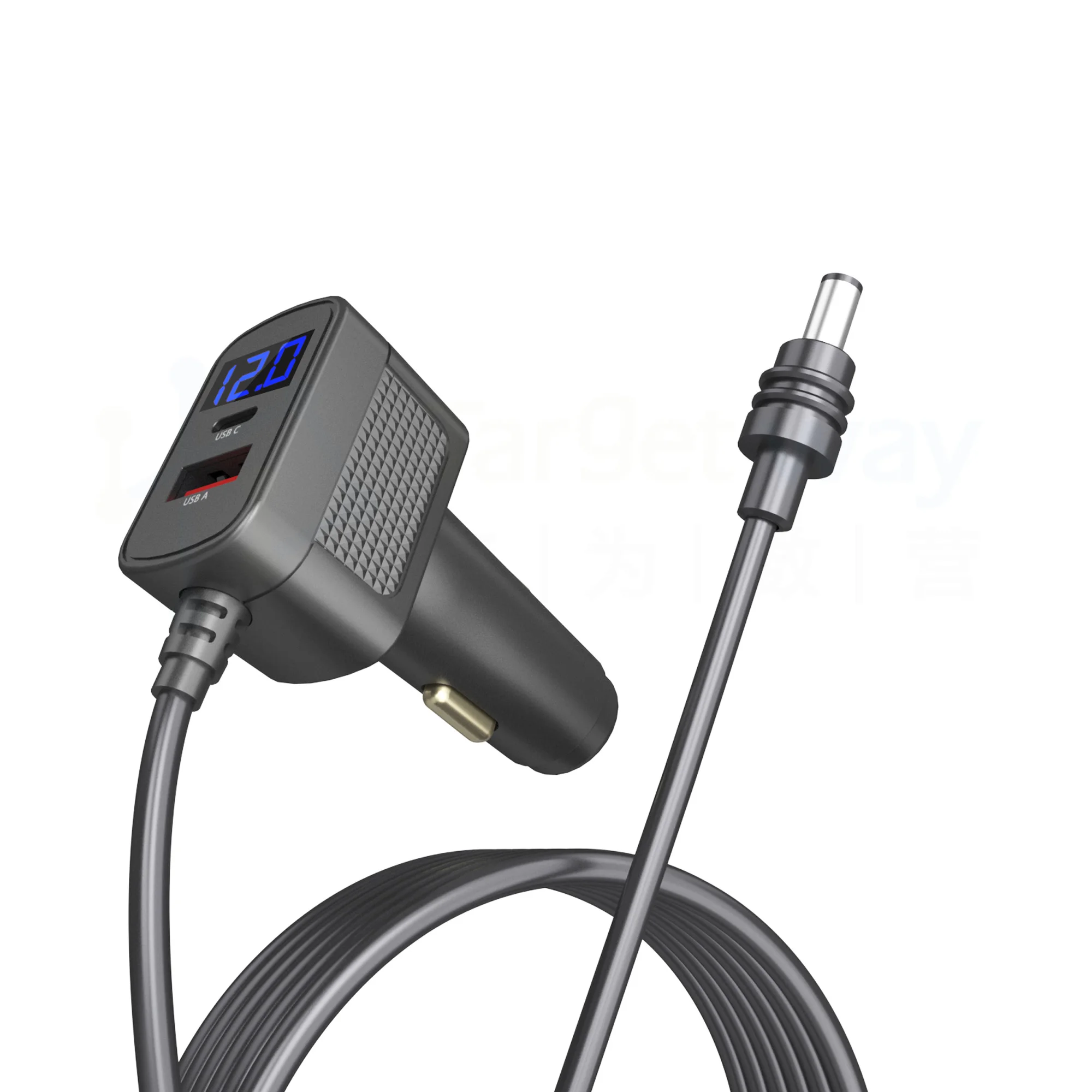 3 in 1 For Starlink Mini DC Power Cable Fast Charger Type-C USB Socket Cigarette Lighter With LED Voltmeter Digital Display power cable power adapter