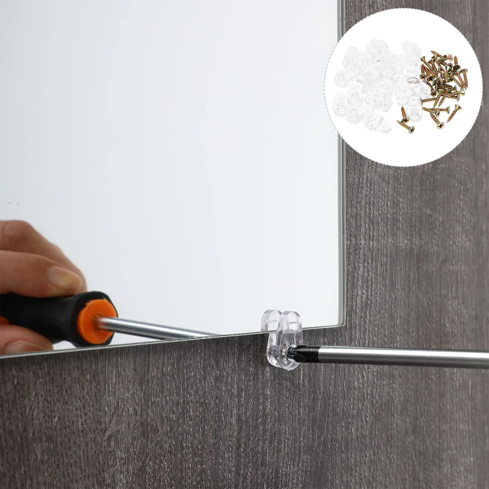 

20pcs Glass Retainer Clips Closet Cabinet Panel Clips Door Window Mirror Clip with Screws Style 1