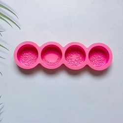 Handmade Silicone Flower Soap Mold - 3D Circular Design for DIY Soap and Crafting (Pink)