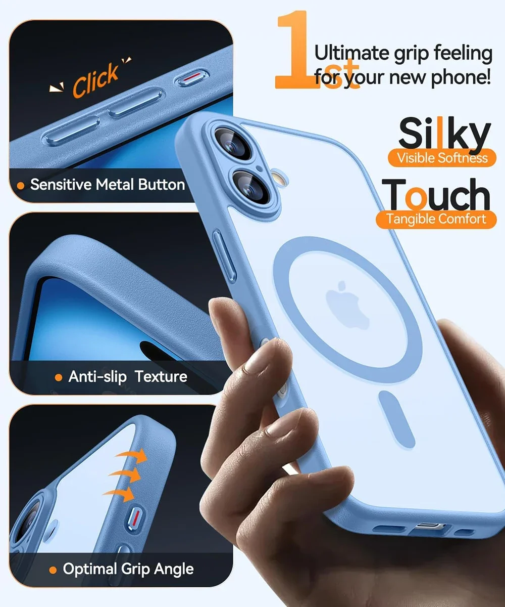 Magnetic Luxury Matte Translucent Armor Shockproof Case with MagSafe Compatibility