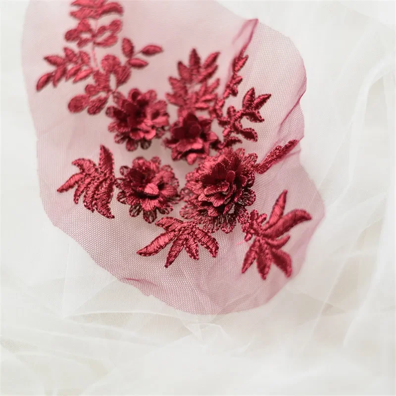 Wedding dress floral embroidery sewing patches lace applique flower trims 10Pcs 17colors available DIY craft BD0335 lace sewing accessories lace sewing supplies sewing patches