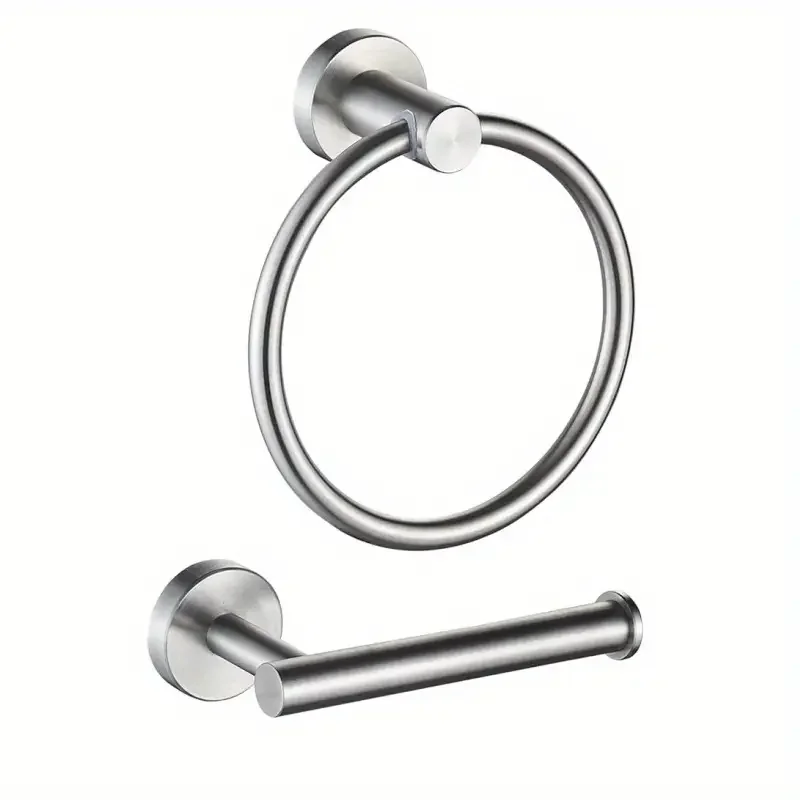 2Pcs Bathroom Hardware Set, Stainless Steel Bathroom Accessories Set Includes Towel Holder And Toilet Paper Holder-Saving Design