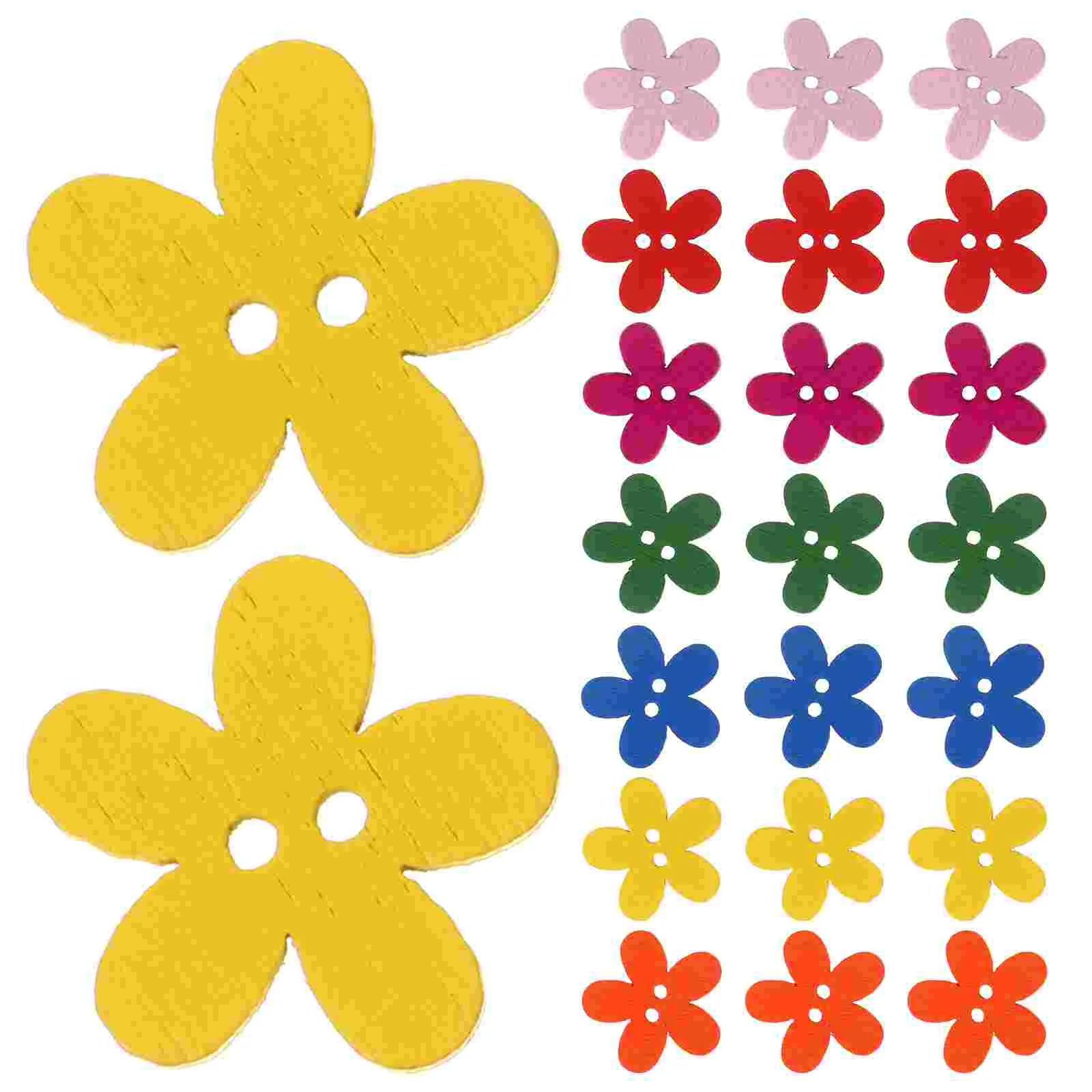 

Colorful Flower Flatback Wooden Buttons Sewing Scrapbooking Craft