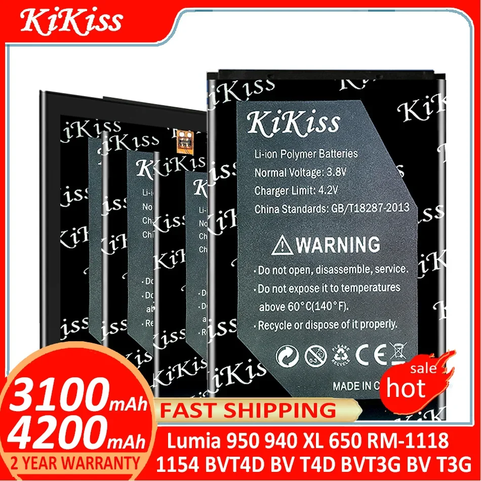 

KiKiss Battery For Nokia Microsoft Lumia 950 940 XL 650 RM-1118 1154 BVT4D BV T4D BVT3G BV T3G Batteries Batterij + free tools