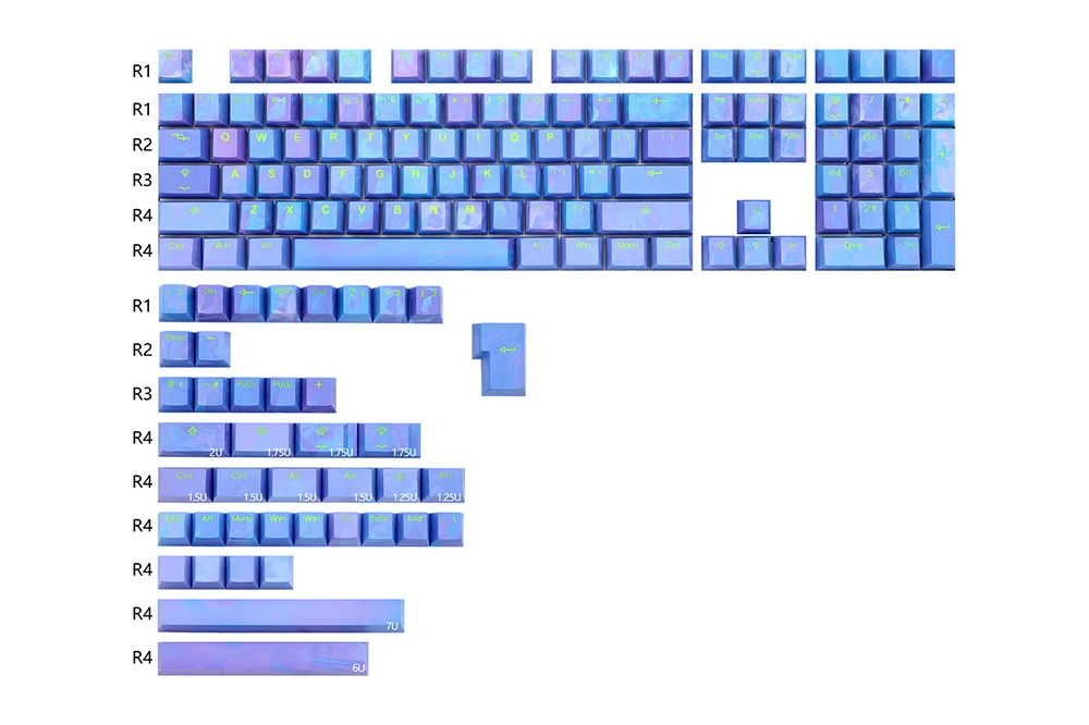 perfil cúbico do oem para roxo azul taihao avatar keycaps doubleshot para teclado mecânico do jogo de diy