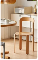 Nordic  Beech Solid Wood Plywood Dining Stackable Vintage Curved Backrest Swiss Chair 2