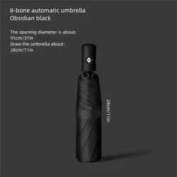 Enhanced Automatic Thickened Sun and Rainproof Folding Umbrella - Iron (Black)