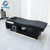 Lit de lavage capillaire SPA avec vapeur et fumigation, éclairage LED intégré, pour salon de coiffure et barbier 4