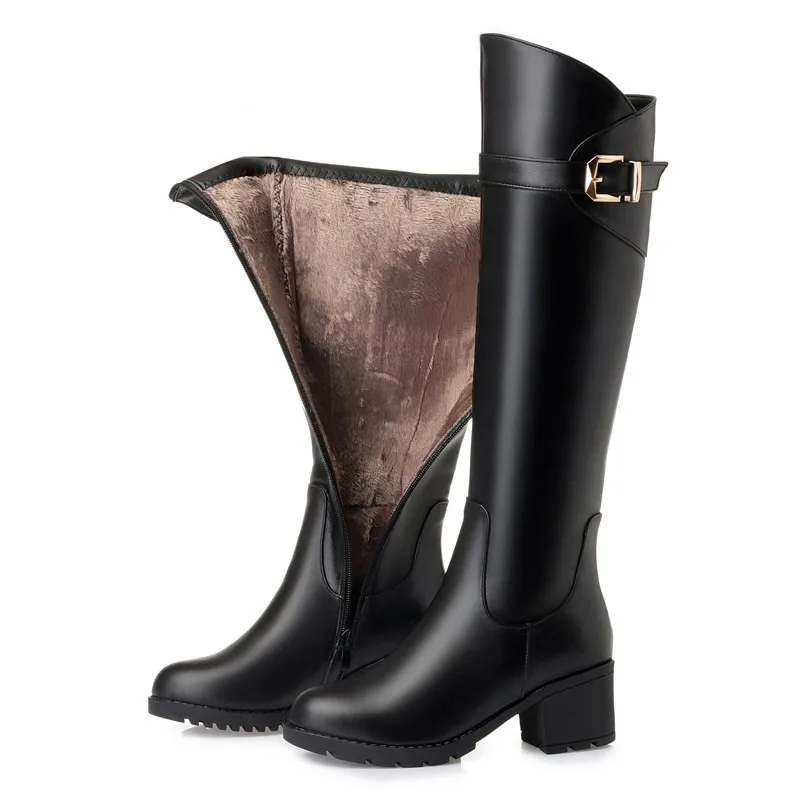 AIYUQI Women High Boots Genuine Leather New High-heel Fashion Women Riding Boots Large Size Round Toe Knight