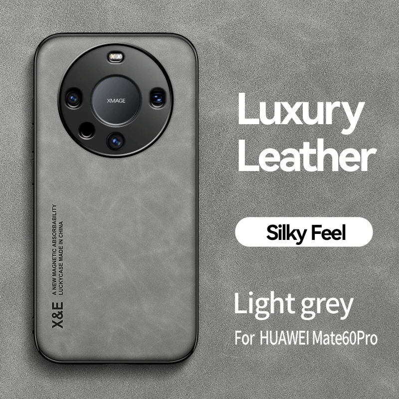 Luxury Leather Magnetic Phone Case with Metal Plate Holder