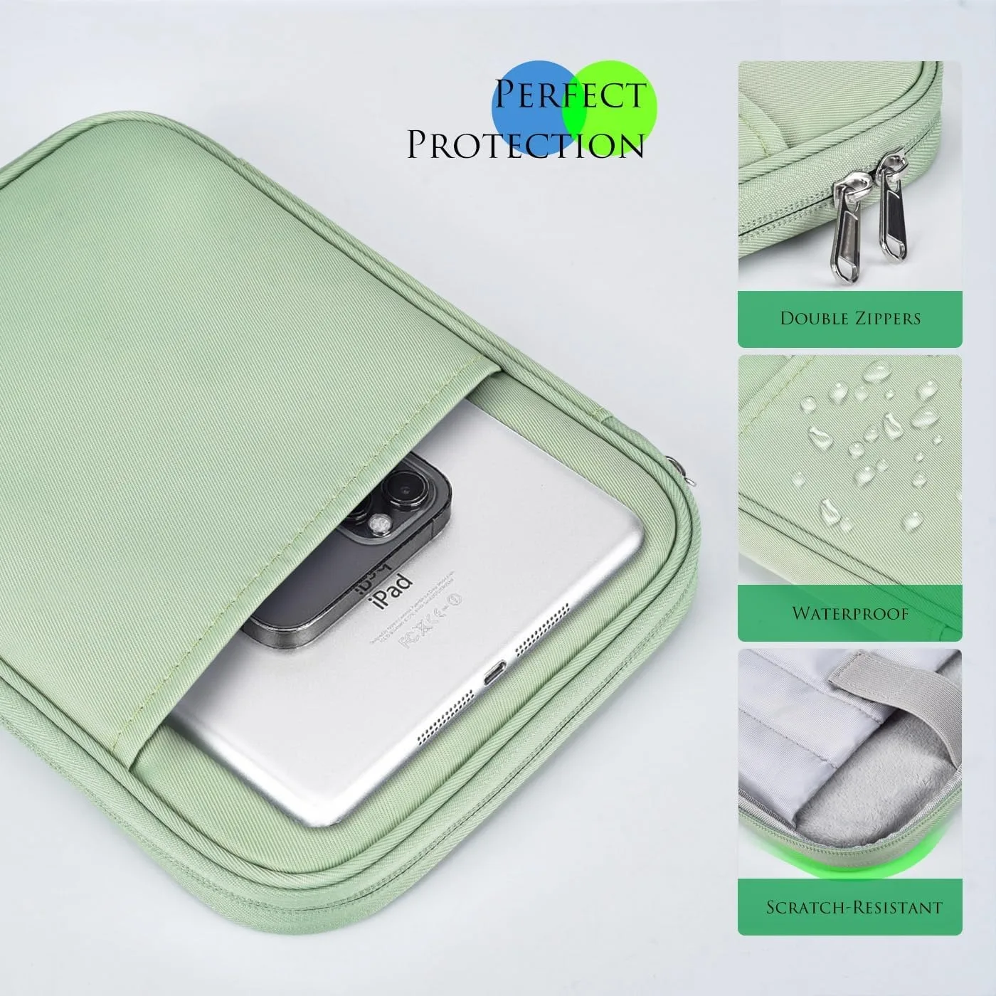 2-in-1 Gaming Tablet Accessory Set: Zipper Sleeve Pouch & Clear Shockproof Back Cover Case