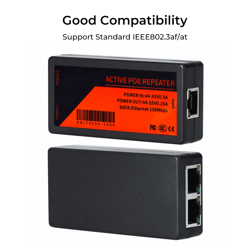 2 Port PoE Extender 100Mbps Poe Extender for Ip Port Max Extend 100m Transmission Extender for NVR IP Camera AP IP 6
