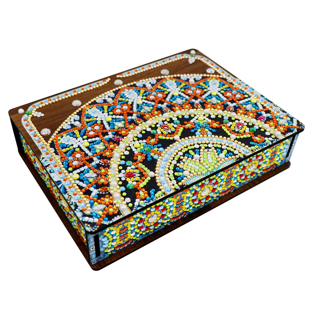 

Diamonds Art DIY Mandala Rhinestone Painting Jewelry Storage Box Set Wooden Gift Festival Home Decoration
