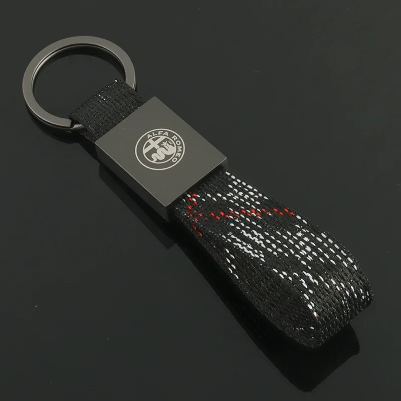 Luxury Leather Car Badge Keychain with Alfa Romeo Logo
