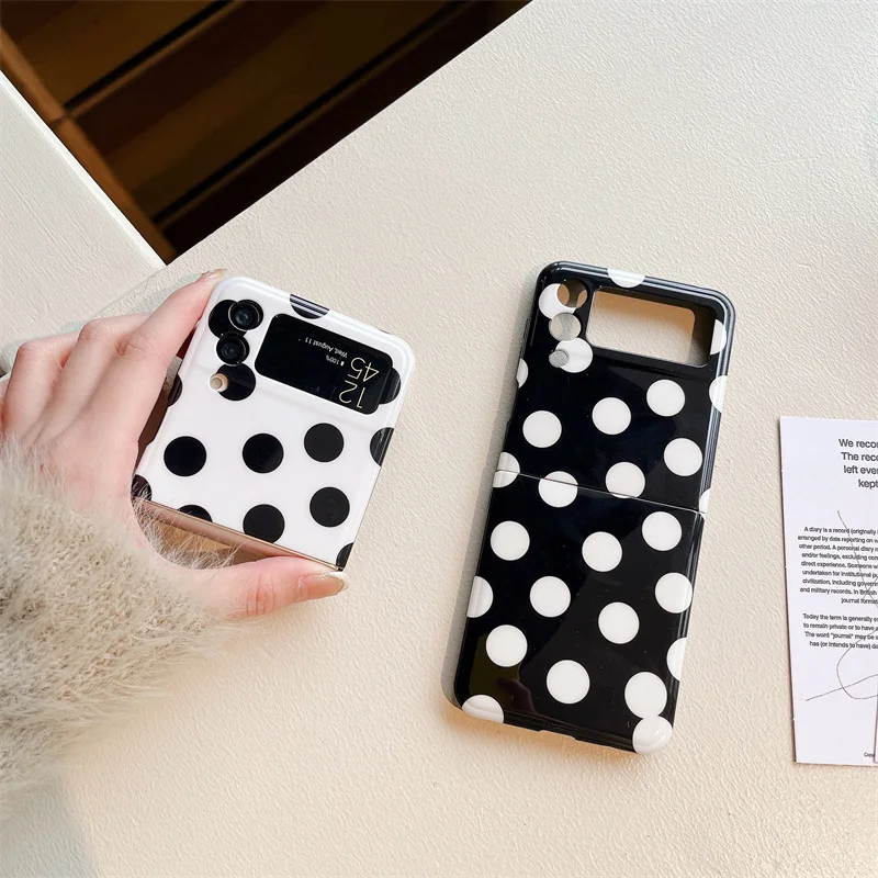 

W23flip Classic Dots Print IMD Phone Case For Samsung Z-Flip4 Flip3 Split Type Soft Cover Skinny Shell Body Protection