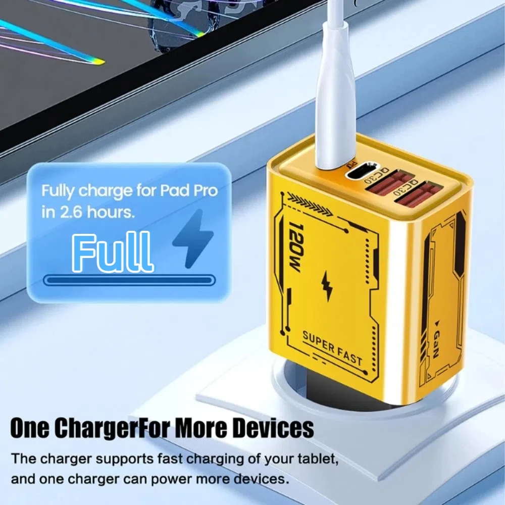 Hot 120W GaN Charger Ultra Fast Charging Type-C Phone Charger USB-C QC 3.0 Laptops Charger Mobile Device Accessories
