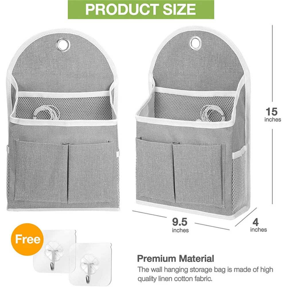 Fabric Hanging Storage Bag for Dormitory Wall Mounted Wall Door Bags Dual-Pocket Side Mesh Organizer Book Magazine Phone Holder 3