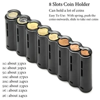 Creative Portable 8 Slots Euro Coin Storage Dispenser Euro Coin Holder Collector For Home Waiter Driver Coins Safe Piggy Bank 2