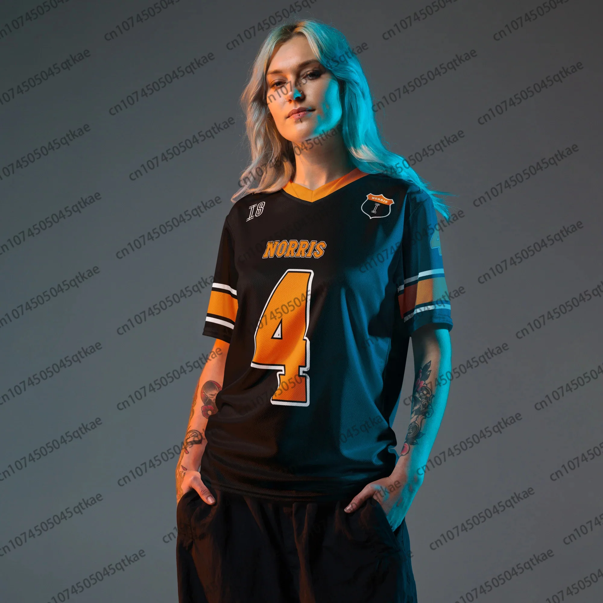 Lando Norris's McLaren Racing Number 4 Football Jersey Summer Fashion Unisex V-neck Breathable Loose Tshirt Women Clothing 5