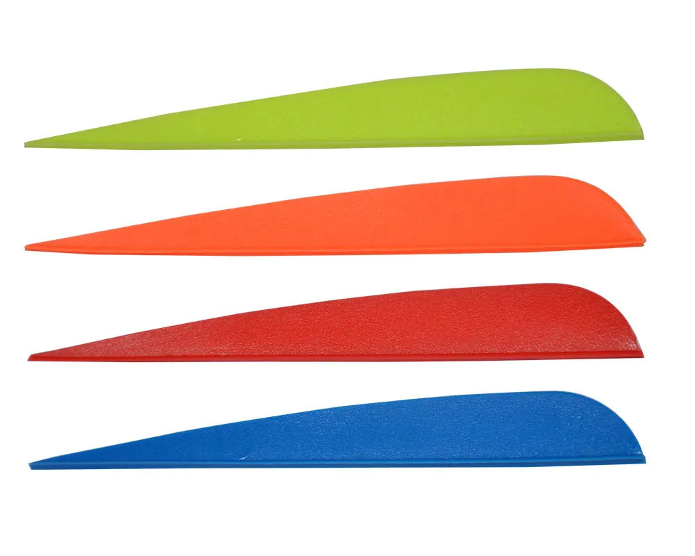 Archery TPU Arrow Feather Multi-size 2.5/3/4/5 Inch Random Color Plastic Feather Drop Shape for Mixed Carbon/Fiberglass Shaft
