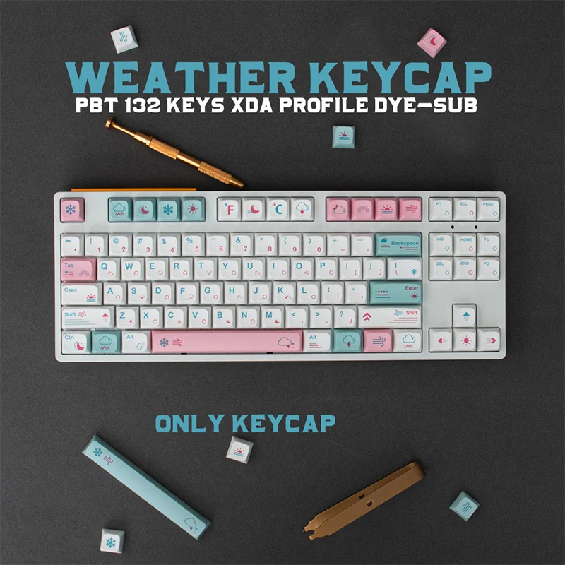 

GMK Weather 132 Keys PBT Keycap DYE-SUB XDA Profile Cute Pink Keycaps For DIY Mechanical Keyboard Custom 61 84 64 68 108 Set