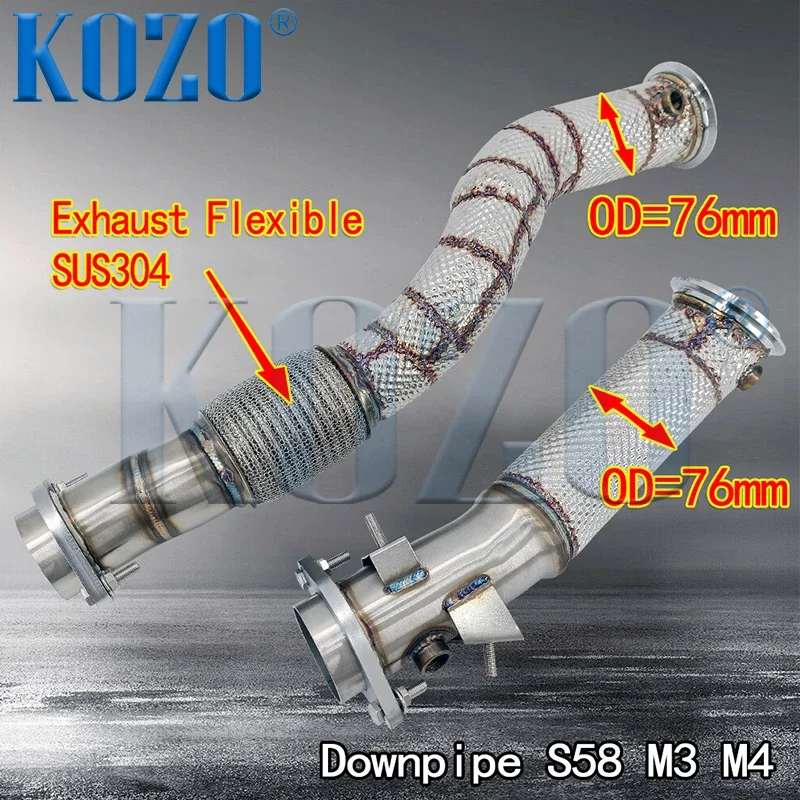 터보 캣리스 다운파이프 키트, BMW S58 M2 M3 M4 G80 G82 2021 및 배기