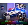 79 inch L Shaped Desk with File Drawers, Reversible L Shaped Gaming Desk with Power Outlets & LED Lights, Computer Desk White 3