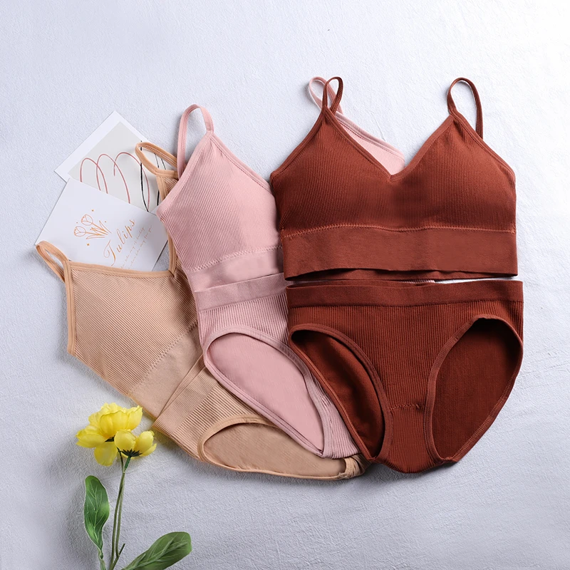 Athvotar Seamless Underwear Set Women Bra And Panties Wireless Padded