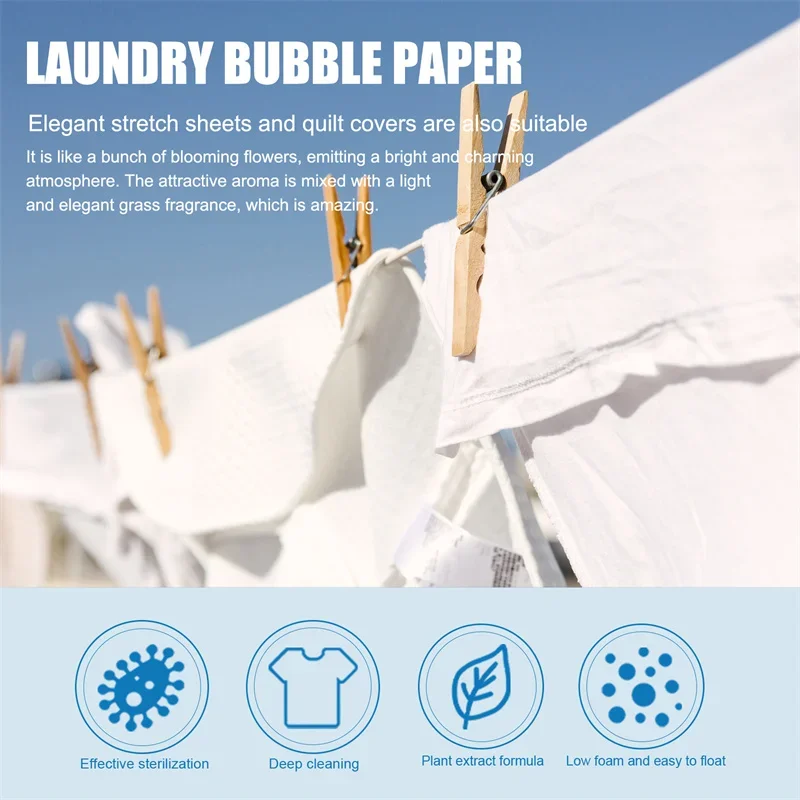 Laundry Detergent Laundry Tablets Concentrated Washing Powder Underwear Detergent Sheets Laundry Bubble Paper Clothing Cleaning Product 30Pcs/Bag
