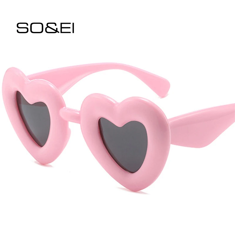 

SO&EI Fashion Heart-Shaped Women Polarized Sunglasses Shades UV400 Retro Candy Color Men Unique Blue Pink Cat Eye Sun Glasses