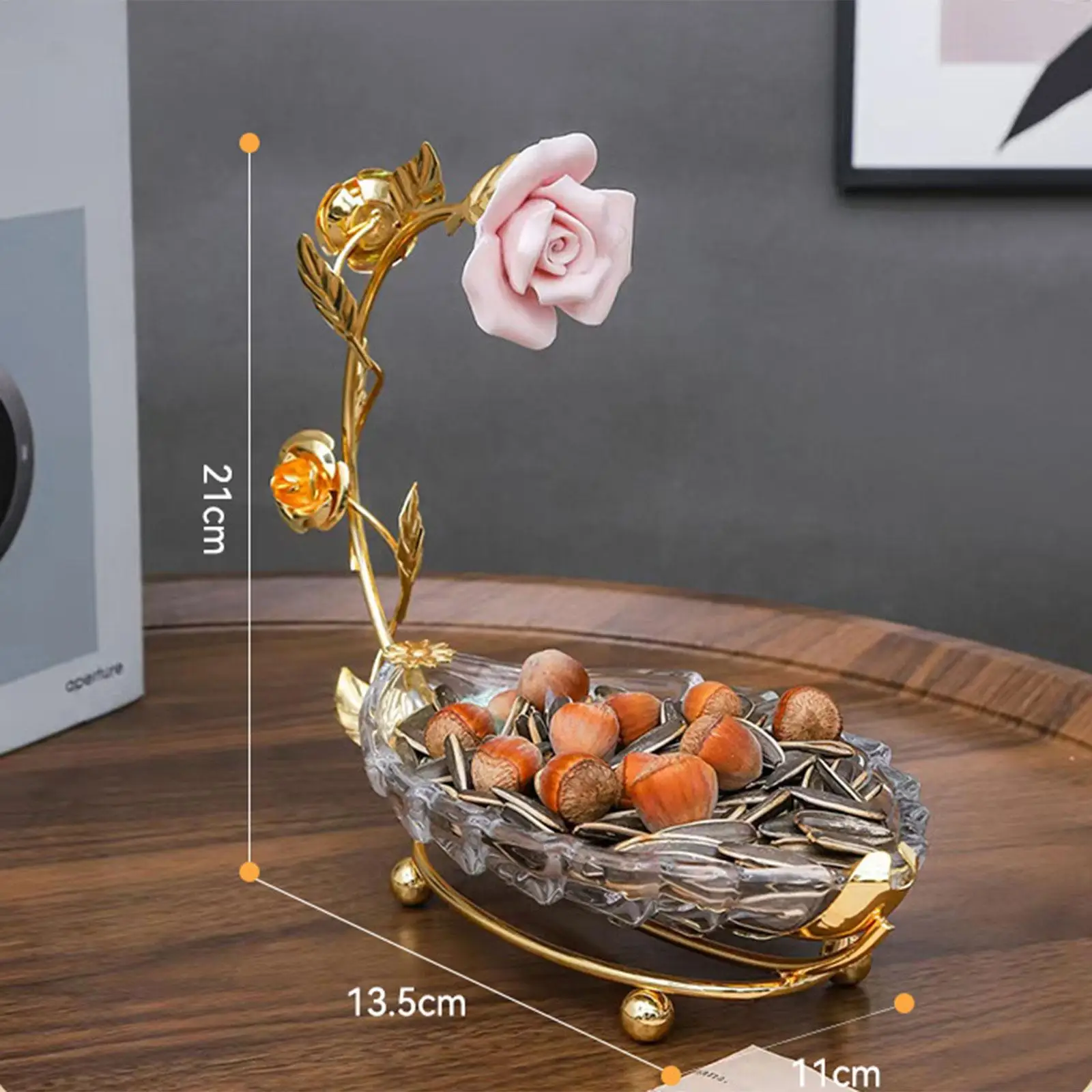 Leaf Tray Cake Stand Serving Tray for Home Decor,Dessert Gold Clear Gifts Fruit Plate for Party Restaurant Home