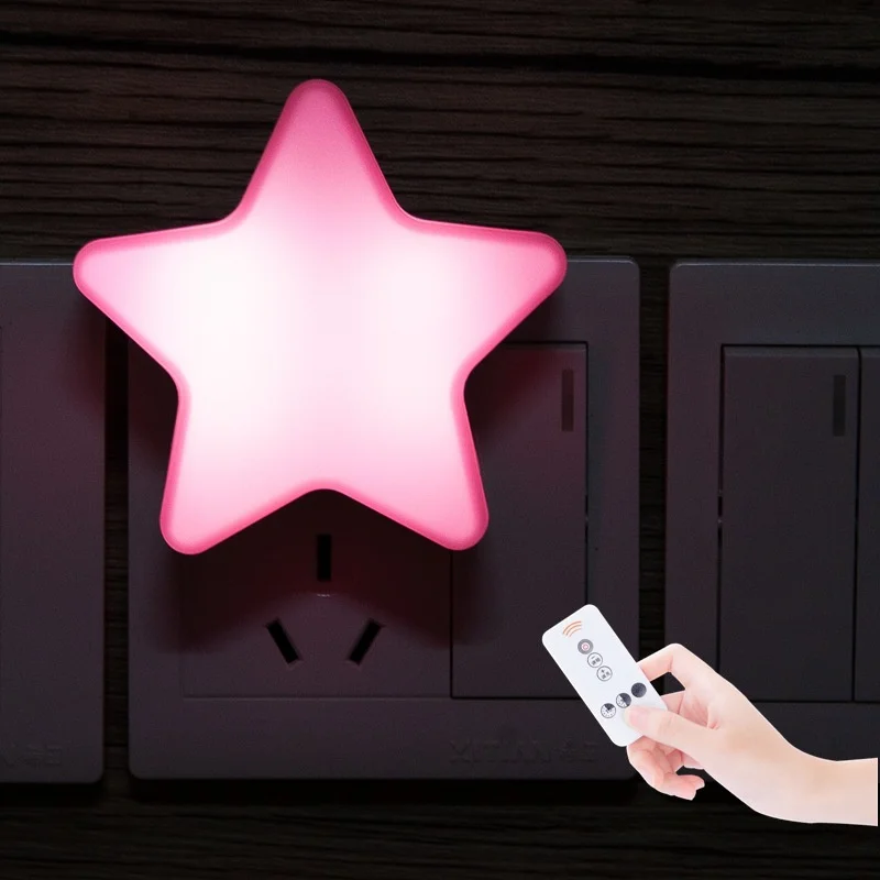 Remote Control Sensor Night Light Five-pointed Star Shape LED Light Bedside Wall Lamp Child Baby Star Sleep Night Light best night light Night Lights