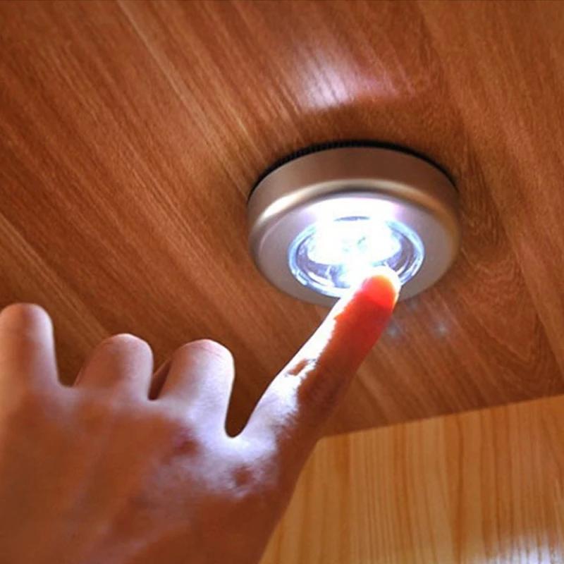 LED Night Light LED Cabinet Light Under Cabinet Light Cabinet Lights LED Cabinet Lights 1/2/3pcs 3 LED Touch Control Night Light Round Lamp Under Cabinet Closet Push Stick On Lamp Home Kitchen Bedroom Automobile Use