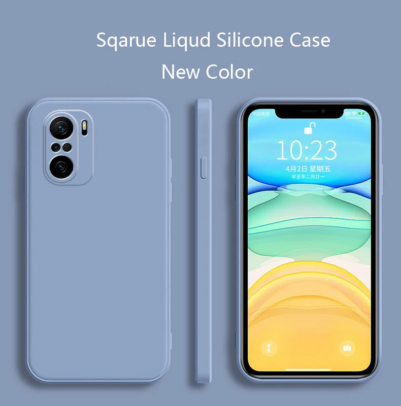 Pure Color Square Silicone Phone Case with Matte Finish and Enhanced Protection