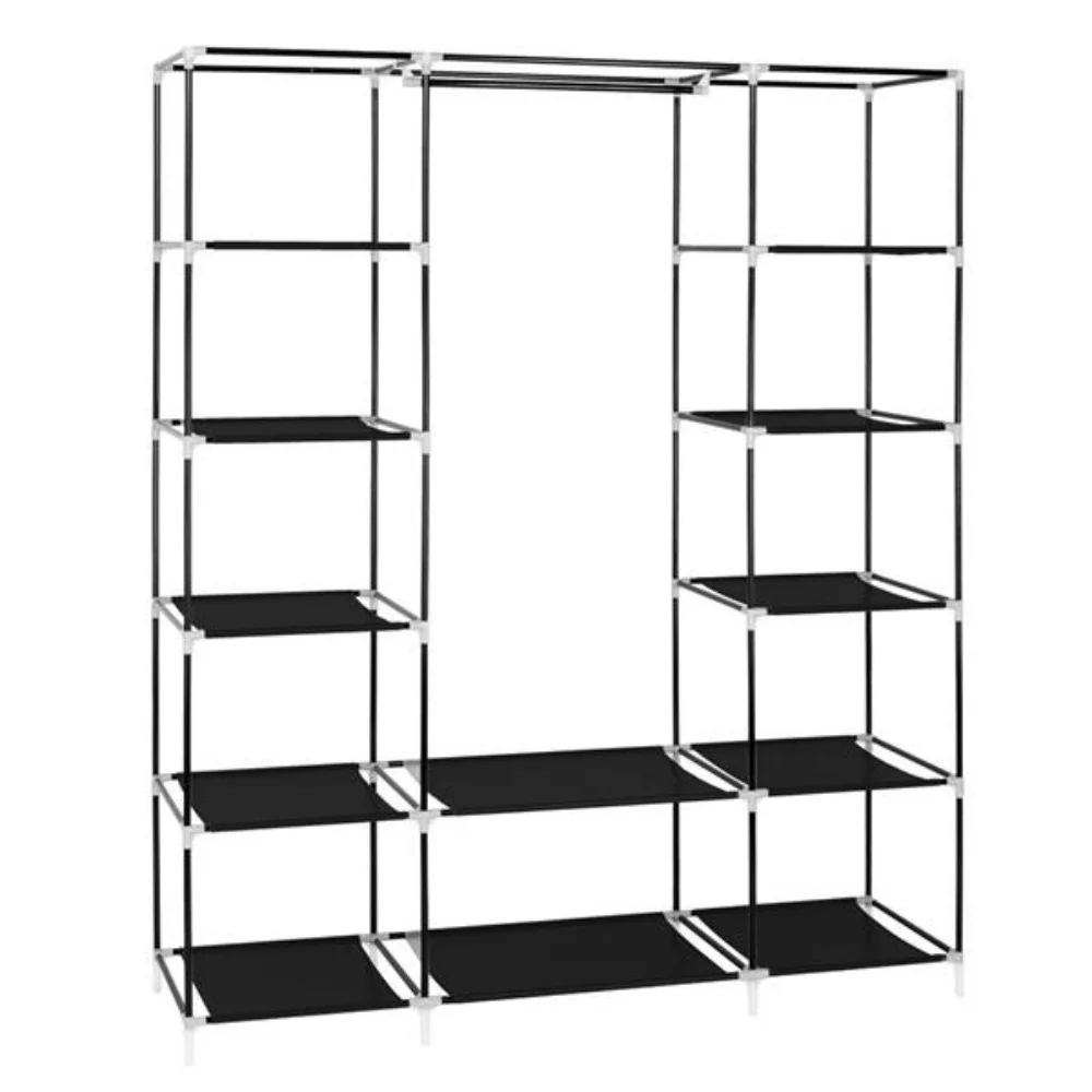 Closet Wardrobe Portable Closet for Bedroom Clothes Rail with Non-Woven Fabric Cover Clothes Storage Organizer  12 Compartments 4