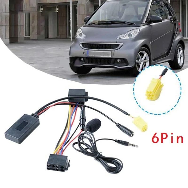 

6Pin Car Bluetooth Audio Adapter MIC Handsfree AUX Cable For 159 500 LANCIA Musa Smart Fortwo 451