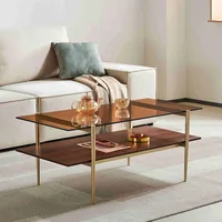 Tadio Double Layer Glass Coffee Table for Living Room,  MDF Bottom Shelf 1