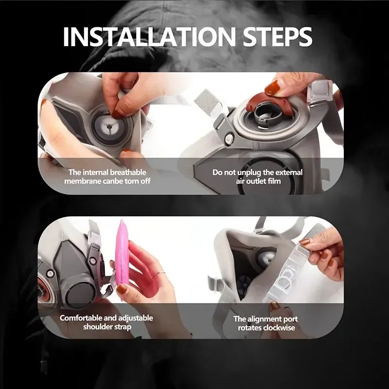 Gas Mask 6200 Respirator Half Face with 2097 Filter Goggles Set for Epoxy Dust Paint Organic Vapor Formaldehyde Welding Grinding