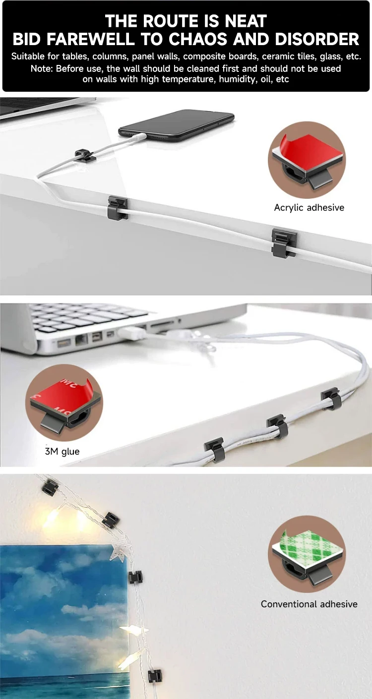 Description Picture 6 of itemCharging Data Line Network Cable Finishing Line Clip Power Line Fixed Clip Self-Adhesive Pipe Line Alignment Multi-Purpose Clip