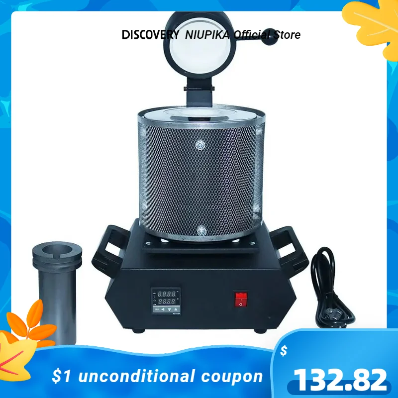 NIUPIKA 디지털 금 용해로 기계, 가열 용량 2100W 정제, 귀금속 은 보석 주조 도구, 3kg