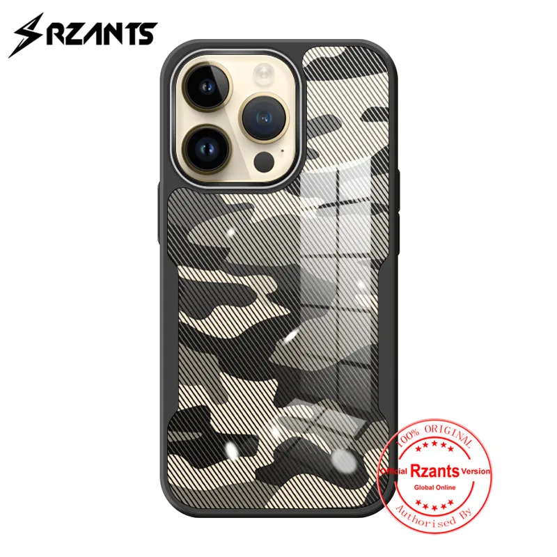 Rzants Half Clear Case for Iphone 14 Pro 14 Pro Max Camouflage Hard