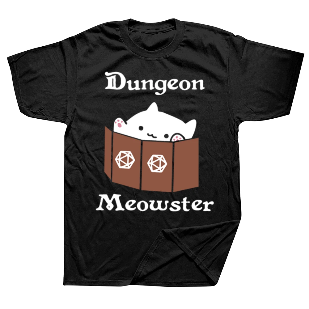 Dungeon and Dragon Meowster Männer Frauen T-Shirts Bekleidung Lustige T-Shirts T-Shirt Reine Baumwolle Gamer Liebhaber Geburtstagsgeschenk Kleidung