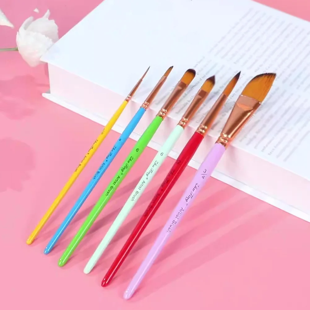 

Набор акварельных ручек 6 шт., кисточки для рисования на лице, деревянные стойки для акриловой живописи, для студентов